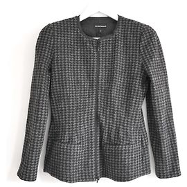 Emporio Armani Graue Jacke mit kleinem Karomuster Grau