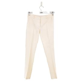 Balmain-Pantalones rectos en algodón-Blanco
