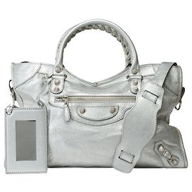 BALENCIAGA City Bag em couro prateado - 101849 Prata