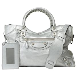 Balenciaga-BALENCIAGA City Bag in Silver Leather - 101849-Silvery