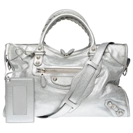 Balenciaga-BALENCIAGA City Bag in Silver Leather - 101849-Silvery