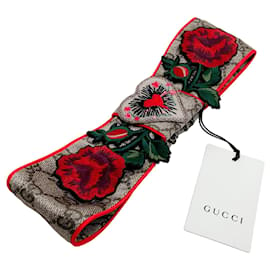 Autre Marque-Tiara Gucci Silk GG Supreme com bordado-Marrom