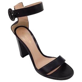 Autre Marque-Gianvito Rossi Black Leather Ankle Strap Sandals-Black