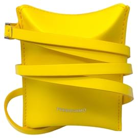 Autre Marque-Salvatore Ferragamo Yellow Leather Pouch on Strap-Yellow