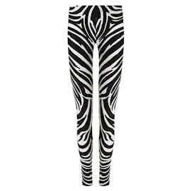 Autre Marque-Versace Black / White Zebra Print Leggings-Black
