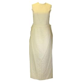 Autre Marque-Comme des Garcons Ivory Sleeveless High-Low Eyelet Lace Dress-Cream