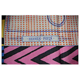 Hermès-Hermès Seidentuch mit Pferdekopf- und Zügelhörnern.-Mehrfarben