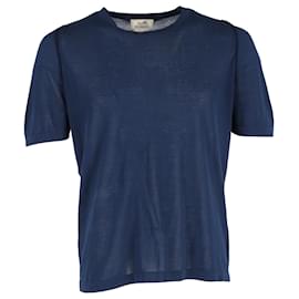 Hermès-T-shirt girocollo di Hermes in cotone Blu-Blu