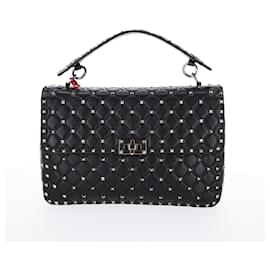 Valentino Garavani-Borsa grande Rockstud Spike trapuntata Valentino Garavani con manico superiore in pelle nera-Nero