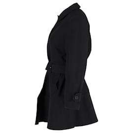 Prada-Abrigo corto con cinturón Prada en nailon negro-Negro