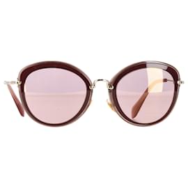 Miu Miu-Miu Miu Round Mirrored Sunglasses in Pink Acetate-Pink