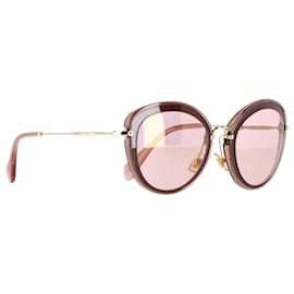 Miu Miu-Miu Miu Round Mirrored Sunglasses in Pink Acetate-Pink