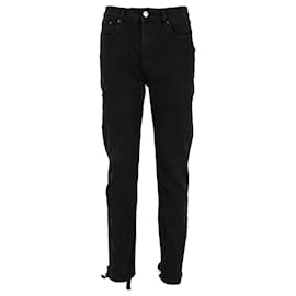 Balenciaga-Balenciaga Distressed Hem Jeans in Black Cotton-Black