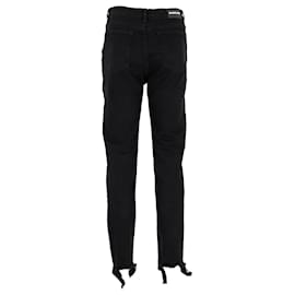 Balenciaga-Balenciaga Distressed Hem Jeans in Black Cotton-Black