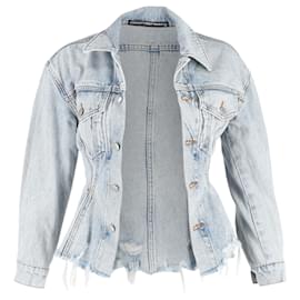 Alexander Wang-Alexander Wang Veste en jean sculpté en coton bleu clair-Bleu,Bleu clair