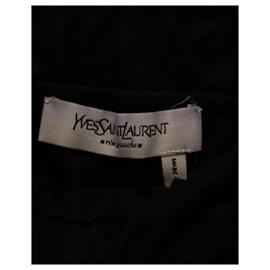Saint Laurent-Yves Saint Laurent Haut à épaules dénudées smockées en coton noir-Noir