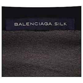 Balenciaga-Balenciaga Ruched Ruffle Trim Blouse in Black Silk-Black