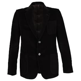 Gucci-Blazer de peito único Gucci em veludo marrom-Marrom