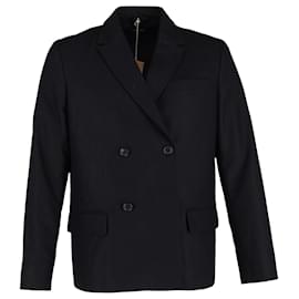 Apc-A.P.C. Double-Breasted Blazer in Navy Blue Wool-Blue,Navy blue