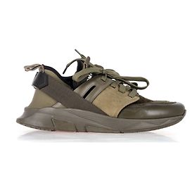 Tênis Tom Ford Jago em couro verde-oliva e camurça Verde