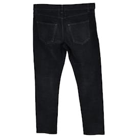 Saint Laurent-Saint Laurent Pantalon droit en velours côtelé en coton noir-Noir