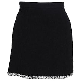 Alessandra Rich-Alessandra Rich Mini-jupe taille haute en tweed brodé en laine noire-Noir