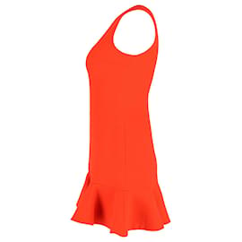 Victoria Beckham-Victoria, Victoria Beckham Vestido recto con dobladillo con volantes en lana naranja-Naranja