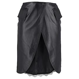 Maison Martin Margiela-MM6 Maison Margiela Jupe ouverte sur le devant en cuir noir-Noir