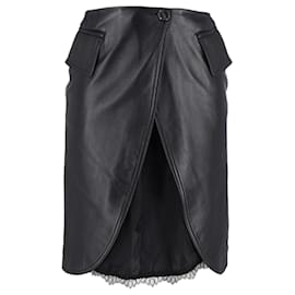 Maison Martin Margiela-mm6 Maison Margiela Open-Front Skirt in Black Leather-Black