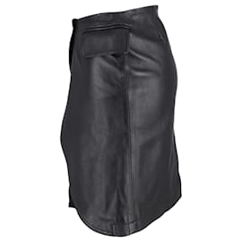 Maison Martin Margiela-MM6 Maison Margiela Jupe ouverte sur le devant en cuir noir-Noir