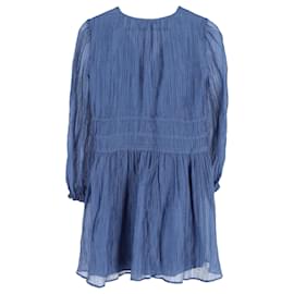 Maje-Mini-robe Maje à manches longues en coton bleu-Bleu