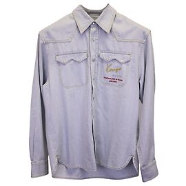 Camisa jeans bordada com logotipo Kenzo em algodão azul claro Azul Azul claro