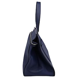 Céline-Bolso Celine Drummed con borde mediano en cuero azul-Azul