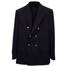 Céline Celine Double-Breasted Blazer in Navy Blue Wool Blue