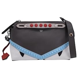 Fendi-Fendi Monster By The Way Studded Small Satchel in Black Leather-Black