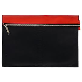 Victoria Beckham-Victoria Beckham Two Tone Clutch in Red Leather-Red