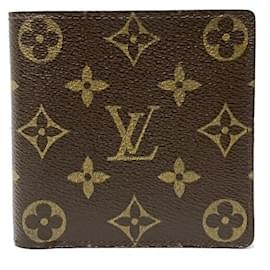Louis Vuitton-Carteira Louis Vuitton Portefeuille Marco Bifold Canvas Carteira Curta M61675 em boas condições-Outro