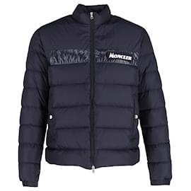 Moncler-Moncler Servieres Zip-Up Puffer Jacket in Navy Blue Nylon-Blue