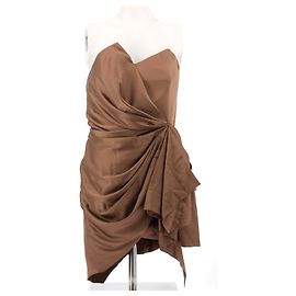 Alexandre Vauthier Kleid T.FR 44 Seide Braun