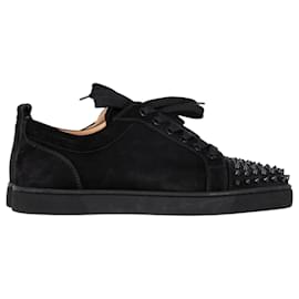 Christian Louboutin-Christian Louboutin Louis Junior Spike Sneakers in Black Suede -Black