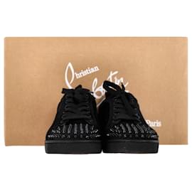 Christian Louboutin-Christian Louboutin Louis Junior Spike Sneakers in Black Suede -Black