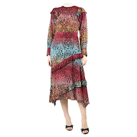 Autre Marque-Multicolour cheetah print ruffled dress - size S-Multiple colors