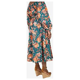 Ulla Johnson-Vestido midi con estampado floral verde azulado - talla UK 16-Verde