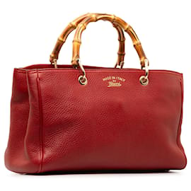 Gucci-Bolso Shopper Mediano De Bambú Rojo Gucci-Roja