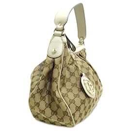 Gucci-Bolso de hombro Sukey de lona con GG marrón de Gucci-Castaño,Beige