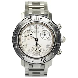 Hermès-Relógio Hermès Silver Quartz Aço Inoxidável Clipper Diver-Prata