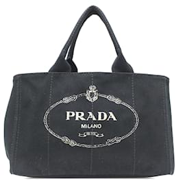Prada-Prada Black Canapa Logo Satchel-Black