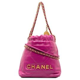 Chanel-Chanel Pink Mini Calfskin 22 Hobo-Pink
