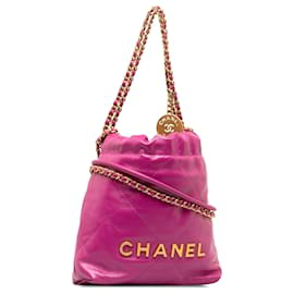 Chanel-Chanel Pink Mini Calfskin 22 Hobo-Pink