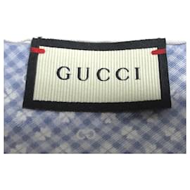 Gucci-Gucci Blue Printed Pocket Square Silk Scarf-Blue